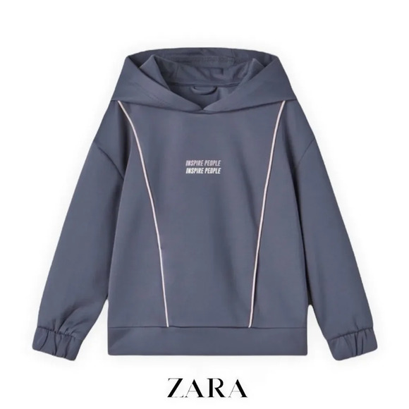 ZARA Kids | Blue-Gray | NEOPRENE SPORTY SWEATSHIRT - Picture 2 of 8
